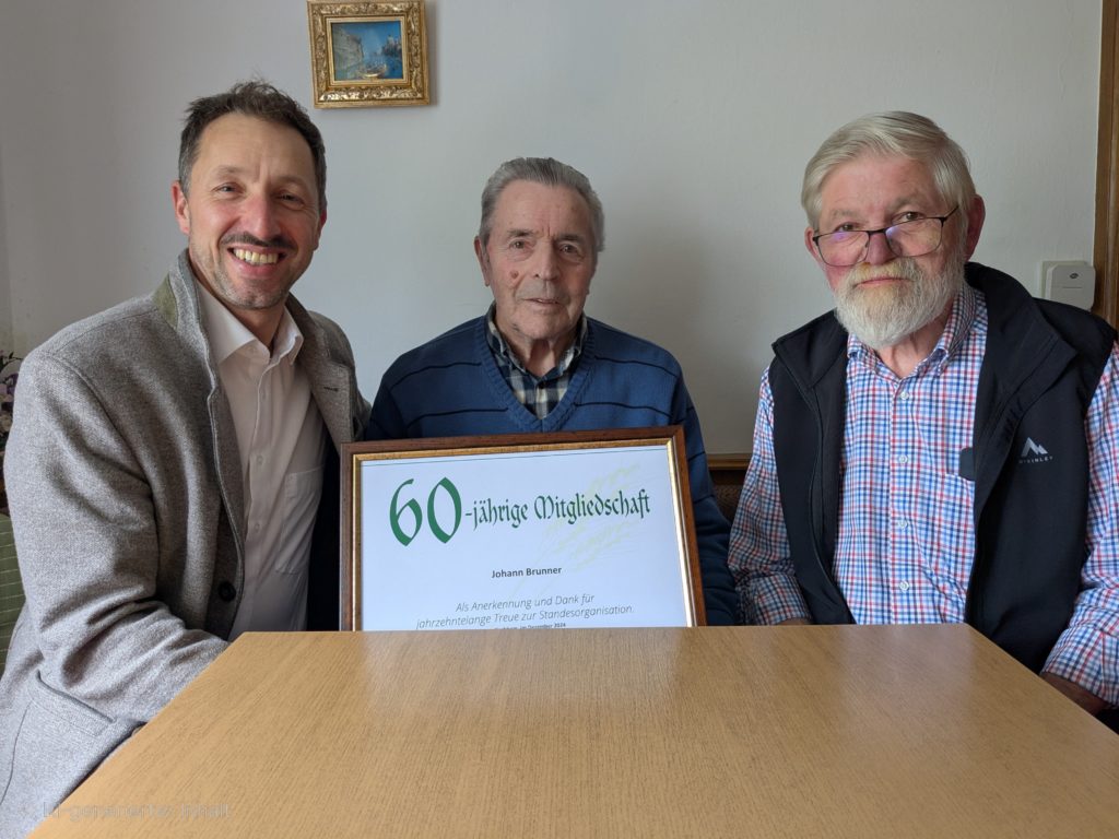 60 Jahre Bauernbundmitgliedschaft: Ehrung für Johann Brunner